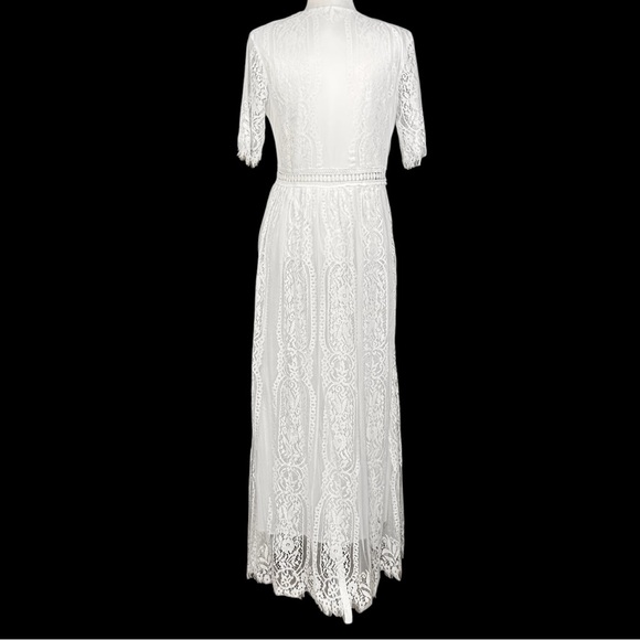 NEW Odizli Boho Maxi Dress 6 Embroidered Mesh Lace Bridesmaid Beachy White Flowy - Picture 5 of 13